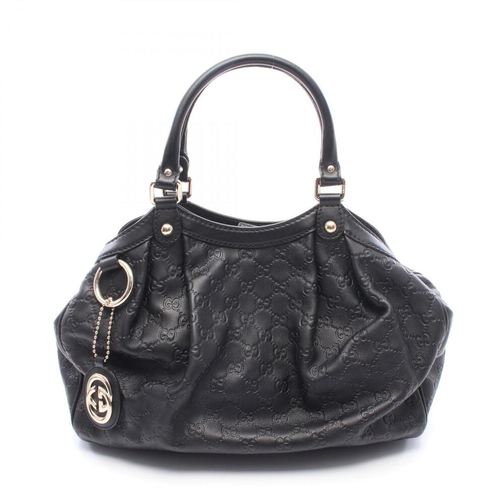Gucci Sukey Guccissima Leather Hobo Shoulder Bag Black